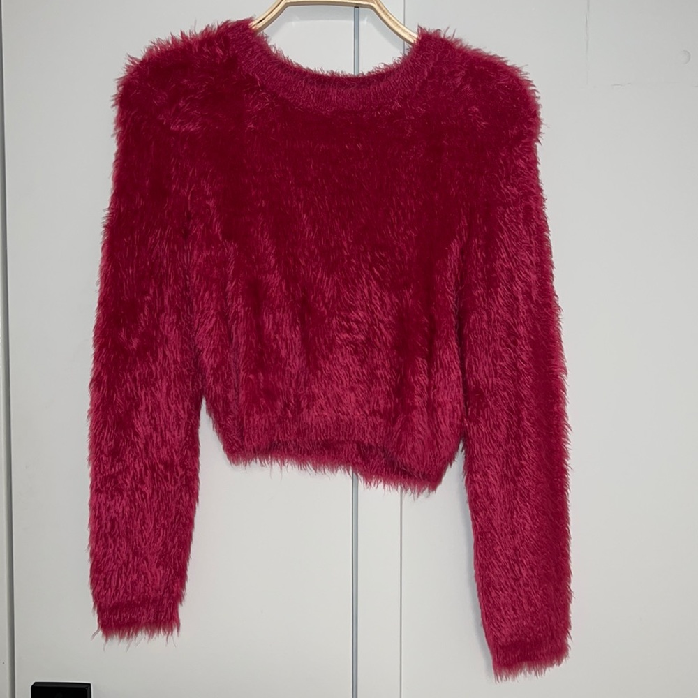 Aritzia TNA Fuschia Cropped Sweater